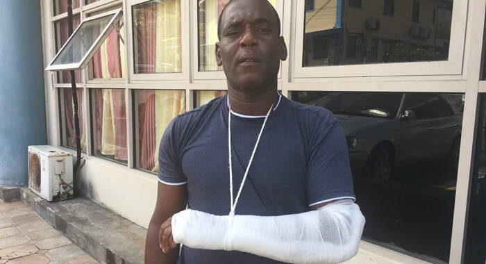 Dwight Phillips' hand was broken, allegedly when he was struck by a police officer. (iWN photo)
