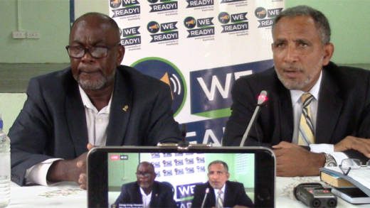 NDP President, Godwin Friday, right, and Vice-President, St. Clair Leacock, at the NDP press conference in September. (iWN photo)