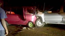 The vehicles after the head-on collision.