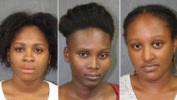 The accused in police photos taken after their arrest in September 2o17. From left: Twanecia Ollivierre, Taylor Mofford, and Alana Hudson.