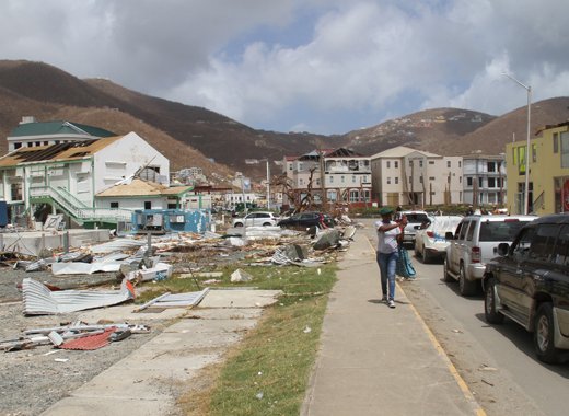 The main commercial district in Road Town, Tortola was also severely affected. (CMC photo)