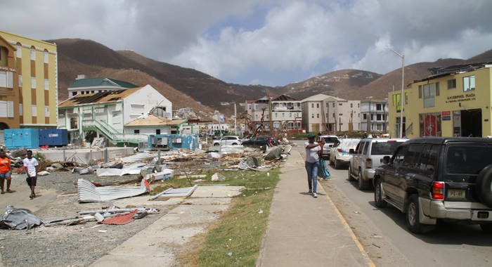 The main commercial district in Road Town, Tortola was also severely affected. (CMC photo)