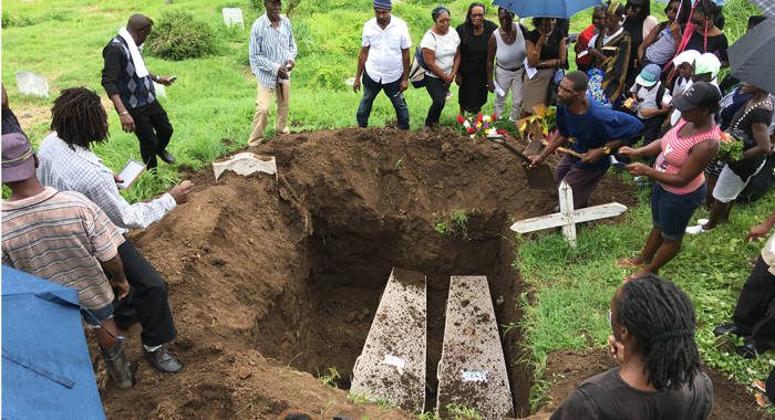 Raphael and Wendell O'Neil of Vermont were buried in Kingstown just before noon Thursday. (iWN photo)