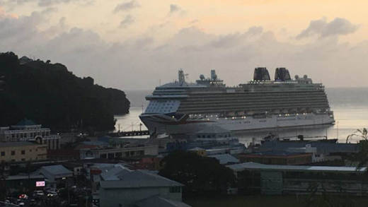 Britannia in Kingstown at dusk on Nov. 8. (Photo: Dexstar Rose/Facebook)