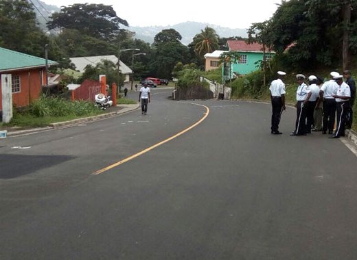Police in Gibson Corner where a pedestrian died after being struck by an omnibus in November 2017. Motor accidents involving pedestrians are on the increase in SVG. 