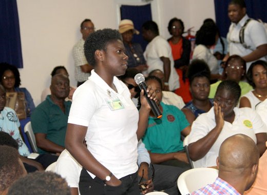 A college students makes an intervention at Thursday's event. (iWN photo)
