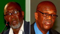 NDP vice-president, St. Clair Leacock, left, and former party president, Arnhim Eustace. (iWN file photos)
