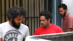 From left, Mario Chitolie, Aaron Kadoo, and Jammy Harry. (iWN photo) 