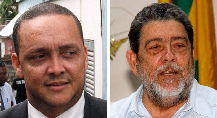 Lawyer Grant Connell, left, and Prime Minister Dr. Ralph Gonsalves. (iWN file photo)