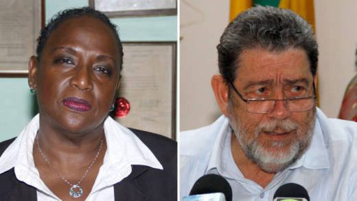 Lawyer Kay Bacchus-Baptiste and Prime Minister and Minister of Legal Affair, Dr. Ralph Gonsalves. (iWN file photos)