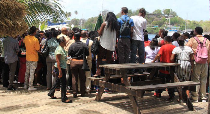 Hundreds of persons, including Community College graduates, responded to KFCs open call for vacancies in 2015. The IMF says that in 2017 youth unemployment in SVG was 46 per cent. (iWN file photo)