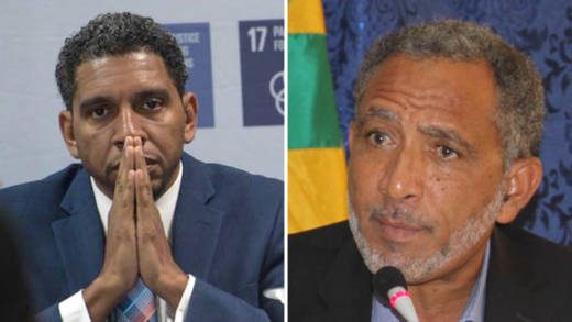 Minister of Finance, Camillo Gonsalves, left, and Opposition Leader Godwin Friday. (Photos Ministry of Health & iWN)