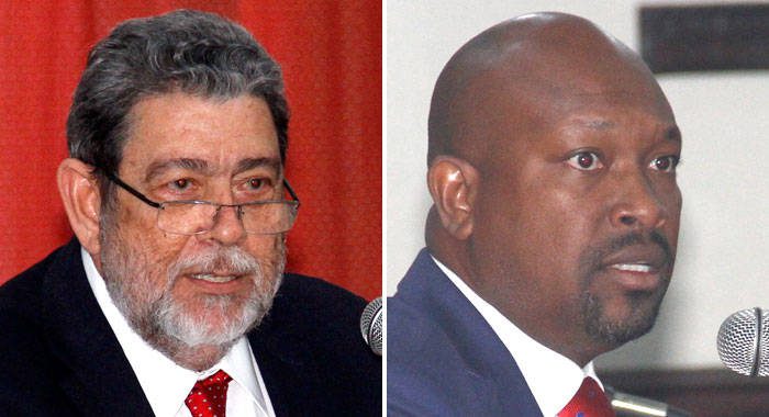Prime MInsiter Ralph Gonsalves, left, and his Agriculture Minister, Saboto Caesar. (iWN photo)