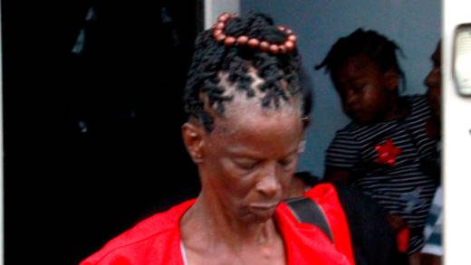 The defendant, Thotelyn Wilson leaves the Kingstown Magistrate Court on Monday after pleading guilty to a child abuse charge. (iWN photo)
