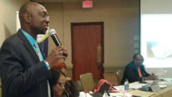 Nigel Scott delivers a post-election acceptance speech at ACTI Annual General Meeting on Feb. 23.