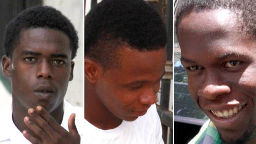 From left: Leron Christopher, Jamel John, and Jared Clarke after Mondays court proceedings. (iWN photos)