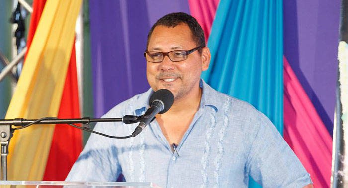 Chair of the Carnival Development Corporation, Ricky Adams speaks at the media lauch of Vincy Mas in Kingstown last Tuesday. (Photo: Facebook/Vincy Mas)