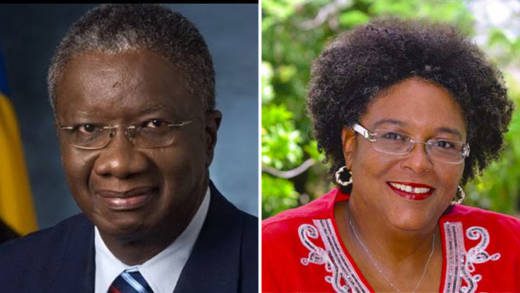 Barbados Prime Minister, Freundel Stuart, left, and Opposition Leader, Mia-Mottley. (Internet photos)
