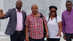 From left: Assistant General Secretary of the ULP, Sen. Carlos James, Constituency Representative for West St. George Cecil Mckie, West Kingstown ULP caretaker Deborah Charles, and Augustine Ferdinand.