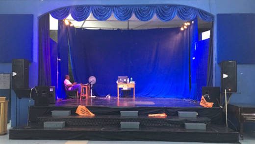 An empty dance floor at the Peace Memorial Hall after Earl "Ole George" Daniel quit his record-making attempt on Monday. (iWN photo)