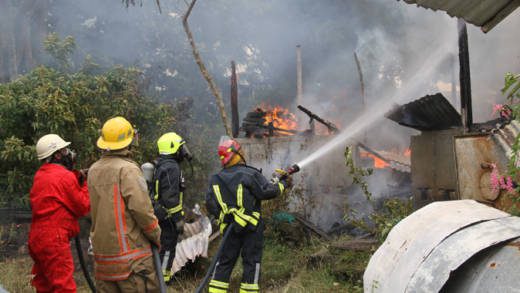 Fire fighters tackle the blaze in Old Montrose on Wednesday. (iWN photo)