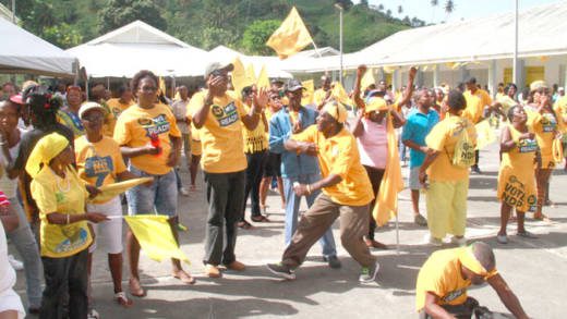 NDP supporters at their convention rally in Greiggs on Sunday. (iWN photo)