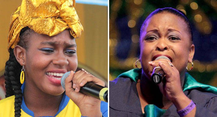 Singing Kristy, right, and Shaunelle McKenzie, who have dominated the junior calypso competition during their eras, are both seeking to win their first Queen of Calypso crown. (iWN photo)