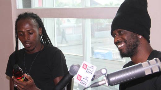 Skinny Fabulous, right, and Fireman Hooper at the studios of Hot 97 in Kingstown on Wednesday. (iWN photo) 
