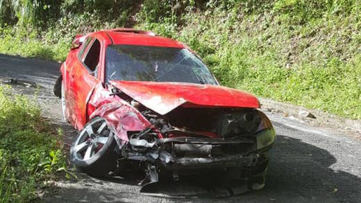 The car after the crash. (Photo: Roland "Patel" Matthews/Facebook)