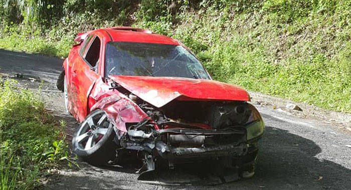 The car after the crash. (Photo: Roland "Patel" Matthews/Facebook)