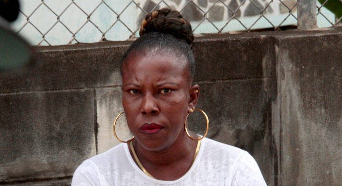 The accused, Margaret “Ole Gyal” Smith, outside the Serious Offences Court in Kingstown on Monday. (iWN photo)