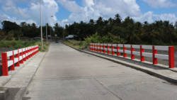 The refurbished bridge, showing the newly constructed guardrails.