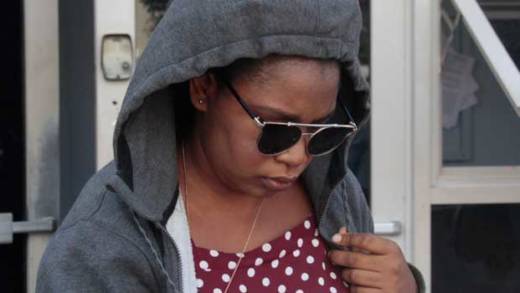 Sherika Chandler leaves the Kingstown Magistrate's Court after the proceedings on Monday. (iWN photo)