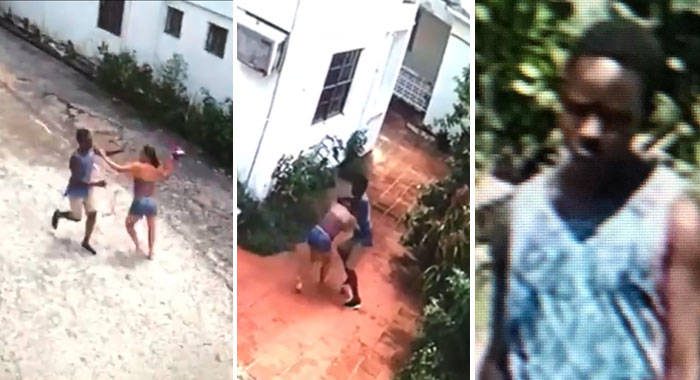 These first two scene, taken from video, show the attack on the woman. At right is the attacker, later identified as Terano “Tone Boss” Samuel of Troumaca. 