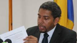 Minister of Information, Camillo Gonsalves, speaking at the press conference on Monday. (iWN photo)