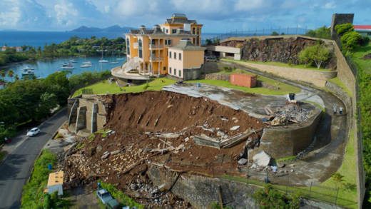 A Steve Wallace aerial photograph of the collapse.