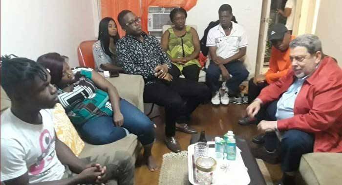 Prime Minister Ralph Gonsalves says his schedule in New York did not allow for a town hall meeting. He met instead with persons in their homes.