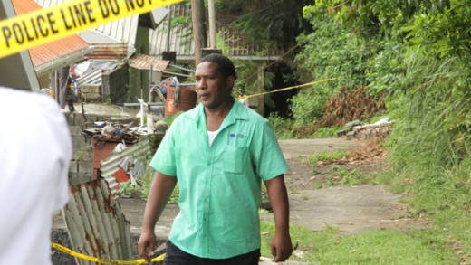 Brent Lyttle near his home on the day that his wife was murdered last November. (iWN photo)