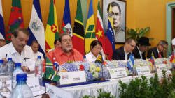 Prime Minister Ralph Gonsalves, second left, and other delegates at Thursday's meeting.