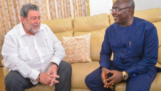 Prime Minister of St. Vincent and the Grenadines Ralph Gonsalves and Vice President of Ghana, Mahamudu Bawumia. (Photo: Godwill Arthur-Mensah, GNA)