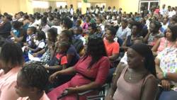 Education officials, school, staff, parents and students at Tuesday's event in Kingstown. (iWN photo)