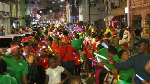 A scene from the parade around Kingstown Sunday night. (iWN photo)