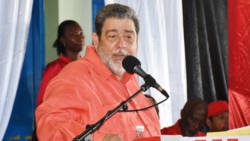 Prime Minister Ralph Gonsalves speaking at the convention on Dec. 9. (Photo: Lance Neverson/Facebook)