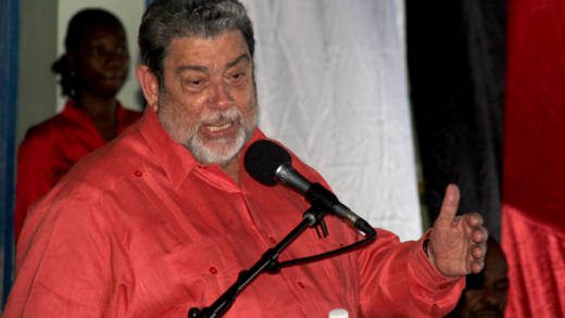 Prime Minister Ralph Gonsalves speaks at the ULP's convention last Sunday. (iWN photo)