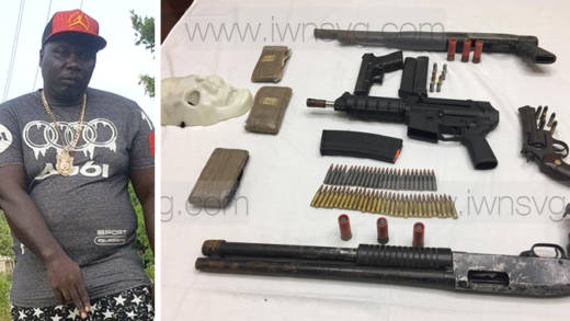 Shaldon Bynoe, left, was shot and killed in Diamond one day after police netted the guns and ammunition photoed at left. Police are trying to determine if there is any link between the two incidents. 