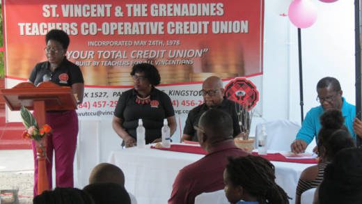 From left: CEO Jasmine Huggings-Daly, Past President Kay Martin-Jack, President Jimmie Forde and SVG League representative, Montie Chambers at the opening ceremony.