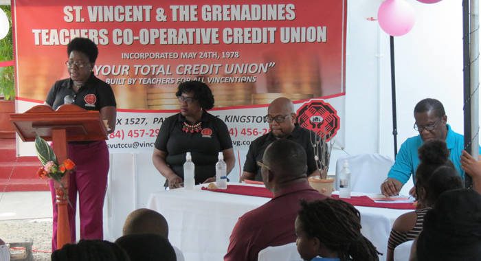 From left: CEO Jasmine Huggings-Daly, Past President Kay Martin-Jack, President Jimmie Forde and SVG League representative, Montie Chambers at the opening ceremony.