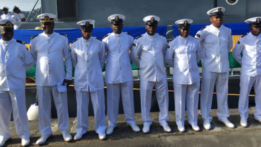Coast Guard officers at the commissioning of the vessel. (iWn photo) 