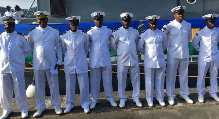 Coast Guard officers at the commissioning of the vessel. (iWn photo) 