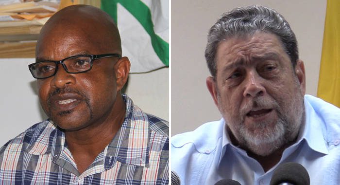 President of the Public Service Union, Elroy Boucher, left, and Prime Minister Ralph Gonsalves. (iWN file photos)